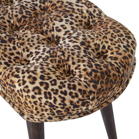 Leopard Print Cotton Velvet Deep Button Bench Living Artisan Furniture 