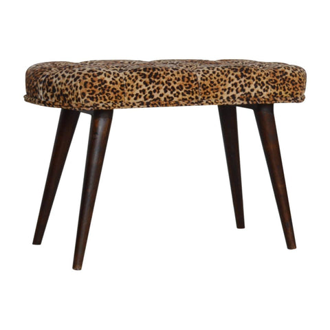 Leopard Print Cotton Velvet Deep Button Bench Living Artisan Furniture 