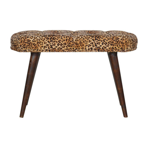 Leopard Print Cotton Velvet Deep Button Bench Living Artisan Furniture 