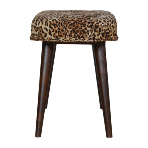Leopard Print Cotton Velvet Deep Button Bench Living Artisan Furniture 
