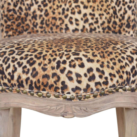 Leopard Print Studded Chair with Cabriole Legs Living Artisan Furniture 