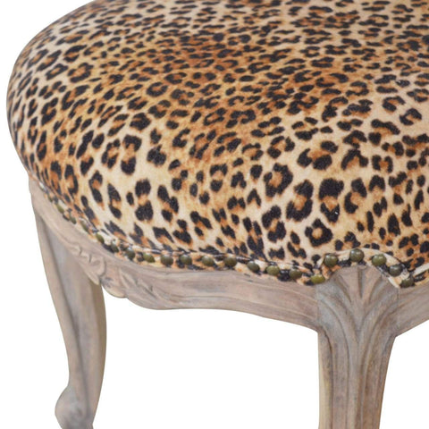 Leopard Print Studded Chair with Cabriole Legs Living Artisan Furniture 