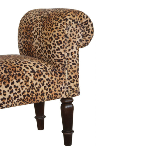 Leopard Print Velvet Bench with Turned Feet Living Artisan Furniture 