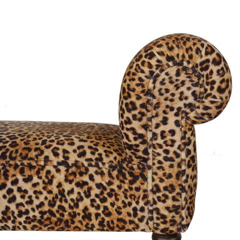 Leopard Print Velvet Bench with Turned Feet Living Artisan Furniture 