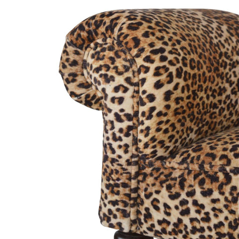 Leopard Print Velvet Bench with Turned Feet Living Artisan Furniture 