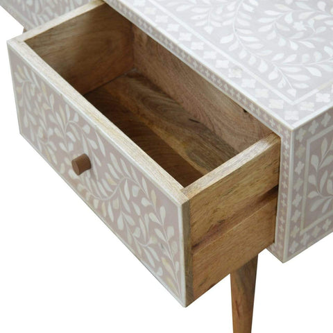Light Taupe Floral Bone Inlay Coffee Table Living Artisan Furniture 