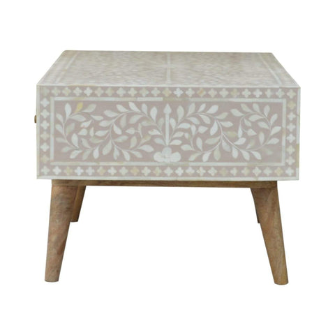 Light Taupe Floral Bone Inlay Coffee Table Living Artisan Furniture 