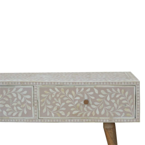 Light Taupe Floral Bone Inlay Coffee Table Living Artisan Furniture 