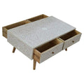 Light Taupe Floral Bone Inlay Coffee Table Living Artisan Furniture 