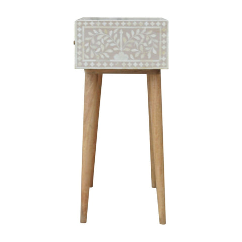 Light Taupe Floral Bone Inlay Console Table Living Artisan Furniture 