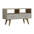 Light Taupe Floral Bone Inlay Media Unit Living Artisan Furniture 