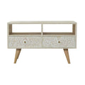Light Taupe Floral Bone Inlay Media Unit Living Artisan Furniture 