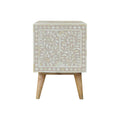 Light Taupe Floral Bone Inlay Media Unit Living Artisan Furniture 