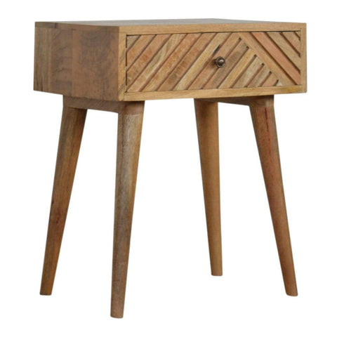 Line Carving Bedside Sleeping Artisan Furniture 