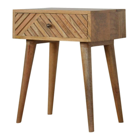 Line Carving Bedside Sleeping Artisan Furniture 
