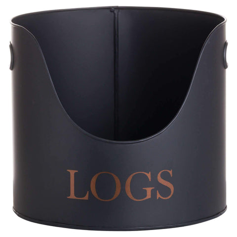 Logs & Kindling Buckets + Matchstick Holder Black And Copper Accessories Hill Interiors 
