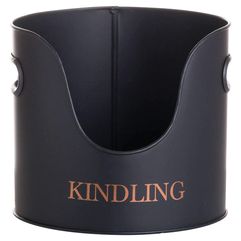 Logs & Kindling Buckets + Matchstick Holder Black And Copper Accessories Hill Interiors 