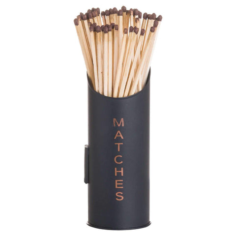 Logs & Kindling Buckets + Matchstick Holder Black And Copper Accessories Hill Interiors 