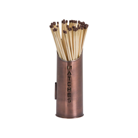 Logs & Kindling Buckets + Matchstick Holder Copper Finish Accessories Hill Interiors 