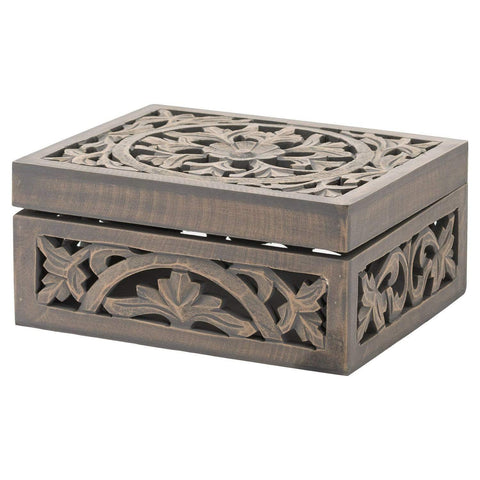 Lustro Carved Grey Wash Wooden Box Accessories Hill Interiors 