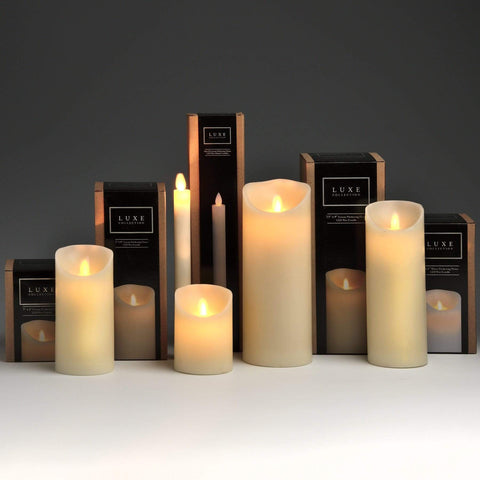 Luxe Collection 3 x 4 Cream Flickering Flame LED Wax Candle Accessories Hill Interiors 