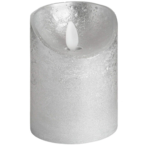 Luxe Collection 3 x 4 Silver Flickering Flame LED Wax Candle Accessories Hill Interiors 
