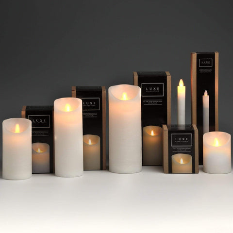 Luxe Collection 3 x 4 White Flickering Flame LED Wax Candle Accessories Hill Interiors 