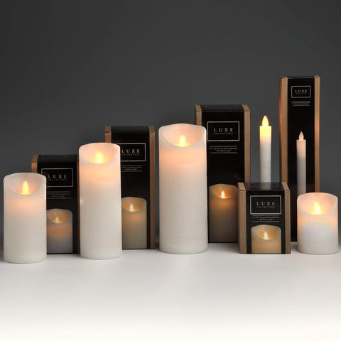Luxe Collection 3 x 8 White Flickering Flame LED Wax Candle Accessories Hill Interiors 