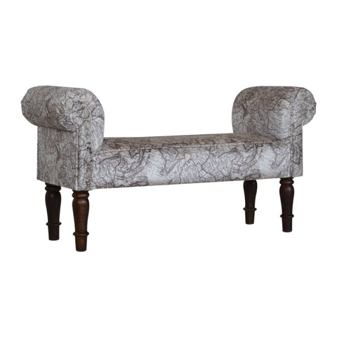 Map Printed Bedroom Bench Living Artisan Furniture 