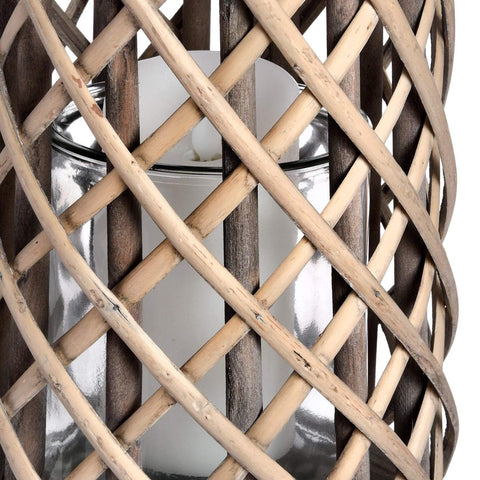 Medium Wicker Lantern with Glass Hurricane Accessories Hill Interiors 