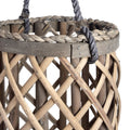 Medium Wicker Lantern with Glass Hurricane Accessories Hill Interiors 