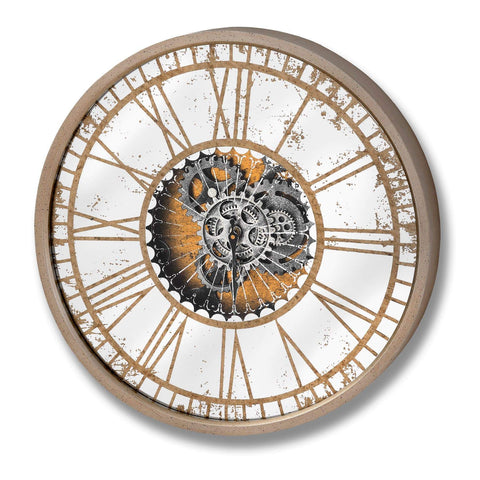 Mirrored Round Clock with Moving Mechanism Accessories Hill Interiors 