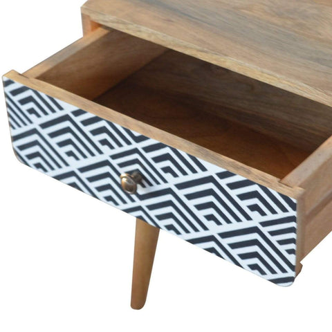 Monochrome Print Bedside Sleeping Artisan Furniture 
