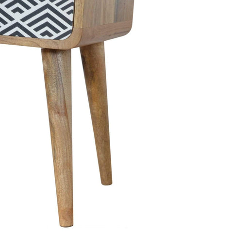 Monochrome Print Bedside Sleeping Artisan Furniture 