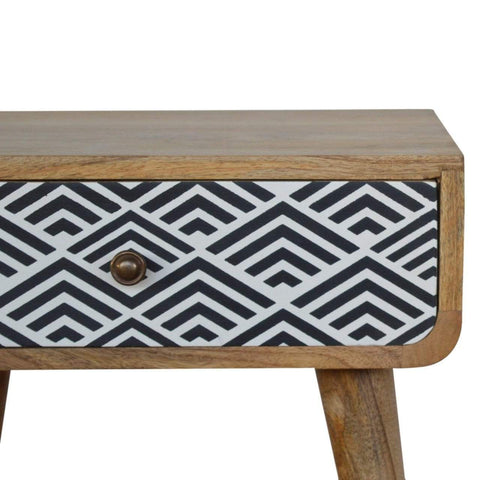 Monochrome Print Bedside Sleeping Artisan Furniture 