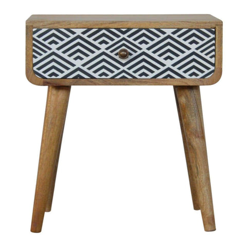 Monochrome Print Bedside Sleeping Artisan Furniture 