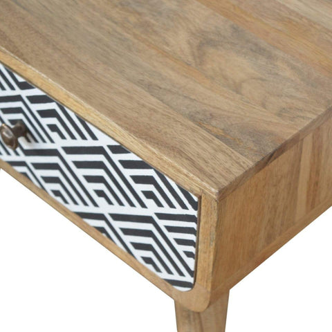 Monochrome Print Bedside Sleeping Artisan Furniture 