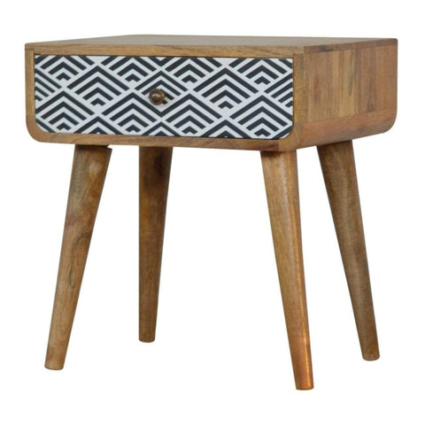 Monochrome Print Bedside Sleeping Artisan Furniture 
