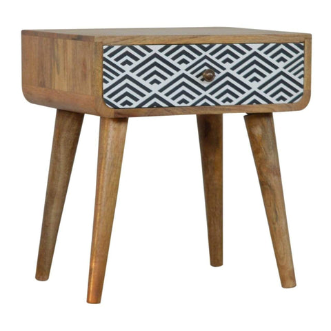Monochrome Print Bedside Sleeping Artisan Furniture 