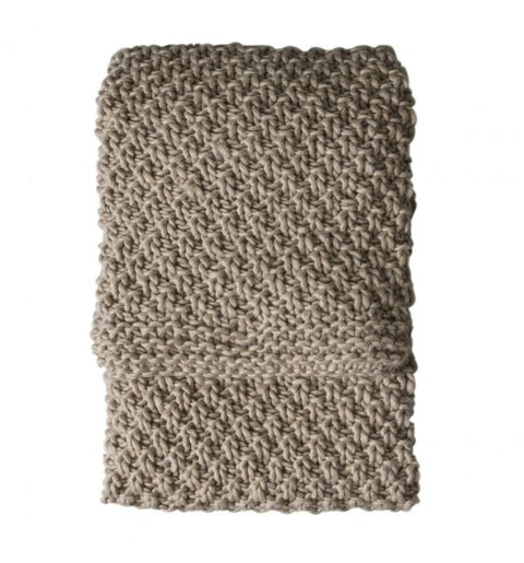 Moss Chunky Knitted Throw Oatmeal Accessories Regency Studio 