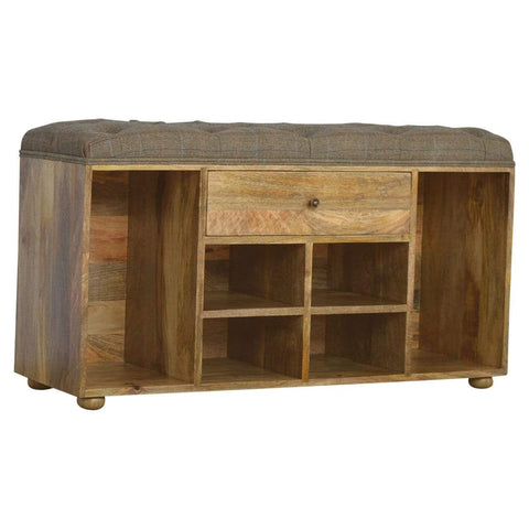 Multi Tweed 4 Slot Shoe Storage Bench Living Artisan Furniture 