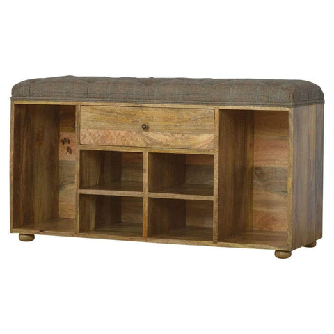 Multi Tweed 4 Slot Shoe Storage Bench Living Artisan Furniture 