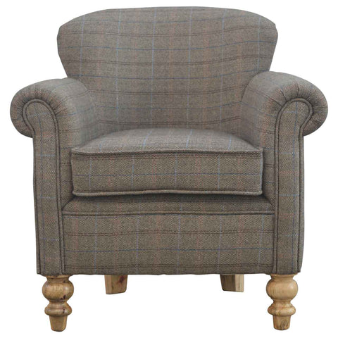 Multi Tweed Armchair with Turned Feet Living Artisan Furniture 