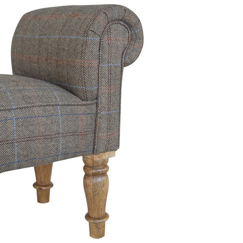 Multi Tweed Bedroom Bench with Turned Feet Living Artisan Furniture 