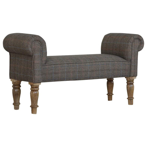 Multi Tweed Bedroom Bench with Turned Feet Living Artisan Furniture 