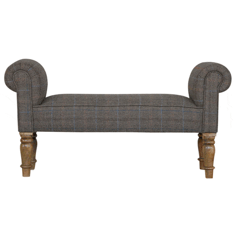 Multi Tweed Bedroom Bench with Turned Feet Living Artisan Furniture 