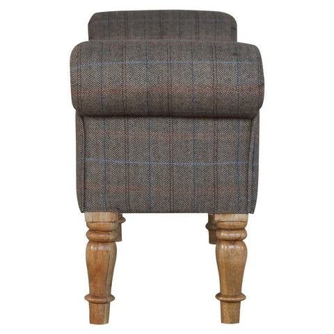 Multi Tweed Bedroom Bench with Turned Feet Living Artisan Furniture 
