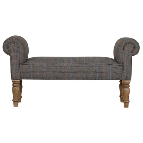 Multi Tweed Bedroom Bench with Turned Feet Living Artisan Furniture 