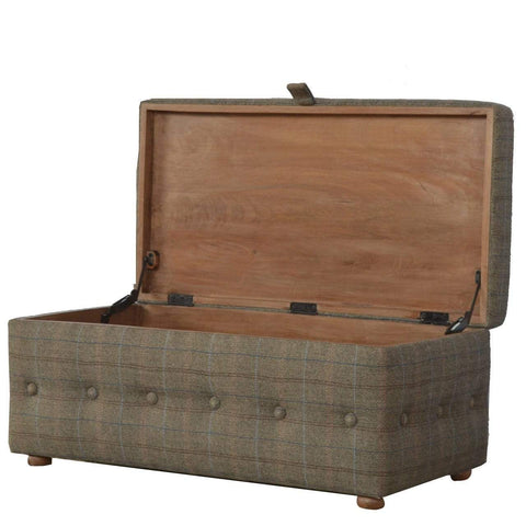 Multi Tweed Deep Button Footstool Living Artisan Furniture 
