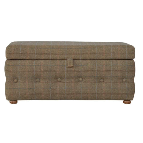 Multi Tweed Deep Button Footstool Living Artisan Furniture 